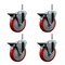 Service Caster 5 Inch Red Polyurethane Wheel Swivel 34 Inch Threaded Stem Caster Set with Brake SCC SCC-TS20S514-PPUB-RED-PLB-34212-4 - alternate 1